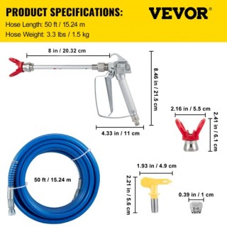 VEVOR Σετ Σωλήνα Βαφής Airless VEVOR, 50 πόδια 3600 PSI με Ράβδο Επ... VEVOR Σετ Σωλήνα Βαφής Airless VEVOR, 50 πόδια 3600 PSI με Ράβδο Επ...