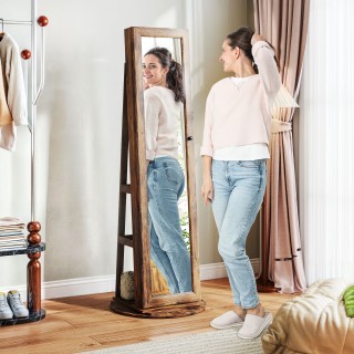 HOMCOM Περιστρεφόμενος Καθρέφτης Κοσμηματοθήκης 360° με Ράφια & Κλε... HOMCOM Περιστρεφόμενος Καθρέφτης Κοσμηματοθήκης 360° με Ράφια & Κλε...