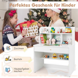 Costway Παιδικό Γραφείο με Συρτάρι και Ράφι Λευκό HY10163WH