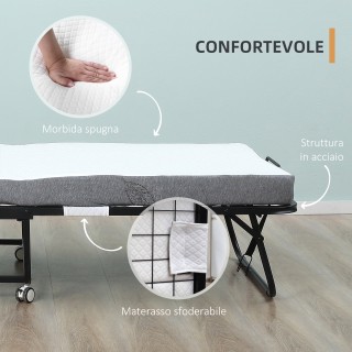 HOMCOM Μονό Αναδιπλούμενο Κρεβάτι 90x200 cm με Στρώμα Πάχους 10 cm,... HOMCOM Μονό Αναδιπλούμενο Κρεβάτι 90x200 cm με Στρώμα Πάχους 10 cm,...