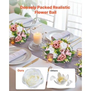 VEVOR Σφαίρες Λουλουδιών 24εκ. Ροζ + Λευκό για Γάμο ZSHQQXFSBS95V2M...