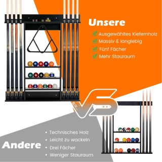 Ράφι Μπιλιάρδου Τοίχου Ξύλινο για 8 Στέκες & 15 Μπάλες 79 x 8 x 91c... Ράφι Μπιλιάρδου Τοίχου Ξύλινο για 8 Στέκες & 15 Μπάλες 79 x 8 x 91c...