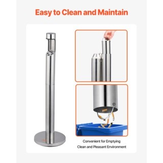 VEVOR Ασημένιος Κύλινδρος Αποθήκευσης Αποτσίγαρων από Ανοξείδωτο Ατ...