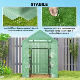 Outsunny Θερμοκήπιο Κήπου με 2 Ράφια 3 Επιπέδων και Είσοδο με Φερμο...