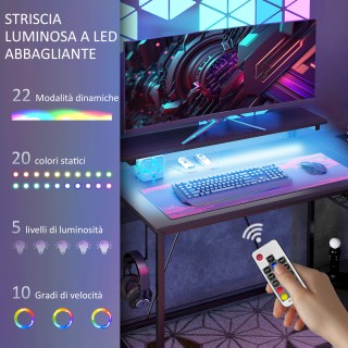 HOMCOM Γωνιακό Γραφείο Αναστρέψιμο με LED Πρίζες Ρεύματος και Πρίζε...