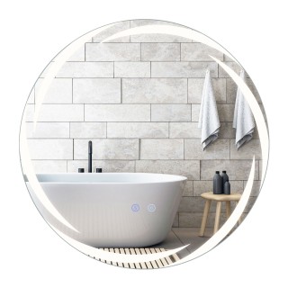 Costway Ø60 εκ Καθρέφτης Μπάνιου με Φωτισμό & 3 Χρώματα & Αντιθαμβω...