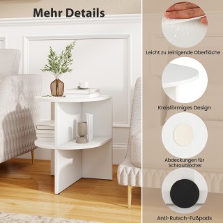 Σετ 2 Στρογγυλά Τραπέζια Σαλονιού Διπλού Επιπέδου με Ράφια, 38 x 38... Σετ 2 Στρογγυλά Τραπέζια Σαλονιού Διπλού Επιπέδου με Ράφια, 38 x 38...