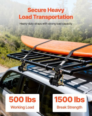 VEVOR Ιμάντες Στερέωσης Ladder Rack, Μαύροι, με Διπλά Άγκιστρα J, 3...