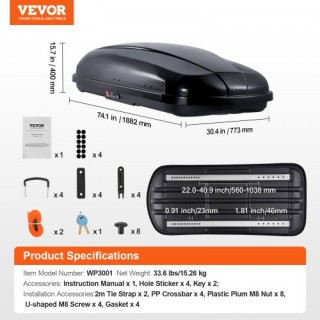 VEVOR Μπαγκαζιέρα Οροφής 14 Κυβικών Ποδιών ABS για SUV & Αυτοκίνητα... VEVOR Μπαγκαζιέρα Οροφής 14 Κυβικών Ποδιών ABS για SUV & Αυτοκίνητα...