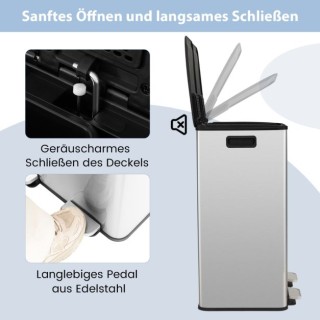 Κάδος 2 Θέσεων από Ανοξείδωτο Ατσάλι COSTWAY GY10008SL Κάδος 2 Θέσεων από Ανοξείδωτο Ατσάλι COSTWAY GY10008SL