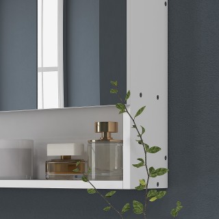 Kleankin Λευκός Καθρέφτης Μπάνιου με Ντουλάπι 3 Πόρτες Soft Close κ...