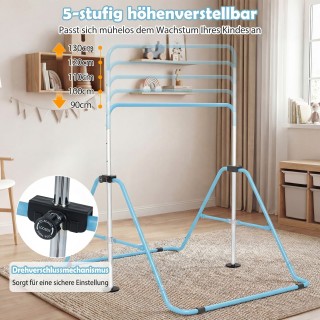 Costway Παιδική Γυμναστική Μπάρα 90-130 cm Ρυθμιζόμενη Ύψος Αναδιπλ...