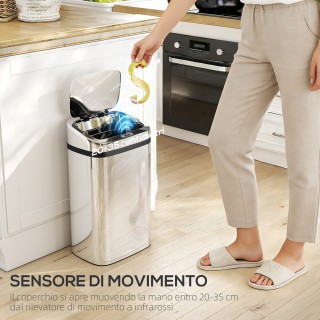 HOMCOM Κάδος Απορριμμάτων 30L με Αισθητήρα για Αυτόματο Άνοιγμα και...