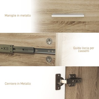 HOMCOM Μοντέρνα Κρεντέντζα με 3 Ντουλάπια και 2 Συρτάρια, Ξύλινη, 1...