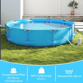 Costway Πισίνα Κήπου Στρογγυλή με Αντλία Φίλτρου, 6125L, 3,6m x 76c...