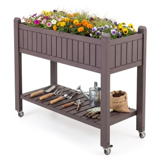 Costway Υπερυψωμένο διαιρούμενο παρτέρι λαχανικών με ρόδες και δείκ...