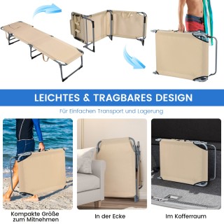 Costway  Πτυσσόμενη Ξαπλώστρα Παραλίας με 5 Ρυθμιζόμενες Θέσεις και...