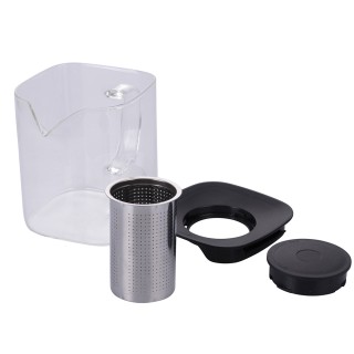 Galileo Τετράγωνη τσαγιέρα 1 L με γυάλινο μποροσλικικό φίλτρο SChef...