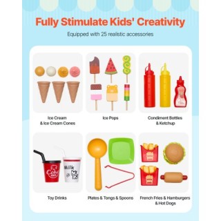 VEVOR Ξύλινο Παιχνίδι Παγωτατζίδικου Οχήματος για Παιδιά 3-7 Ετών D...