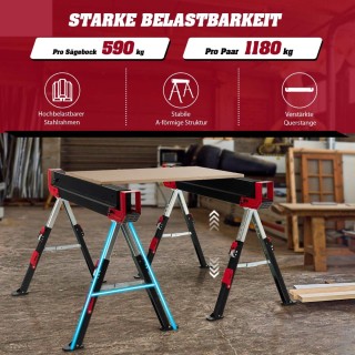 Costway Πτυσσόμενος καβαλέτο πριονιού σετ 2 τεμαχίων από χάλυβα με... Costway Πτυσσόμενος καβαλέτο πριονιού σετ 2 τεμαχίων από χάλυβα με...