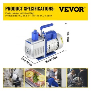 VEVOR Αντλία Κενού 10CFM 1HP Διπλού Σταδίου 220V για HVAC & Επεξεργ...