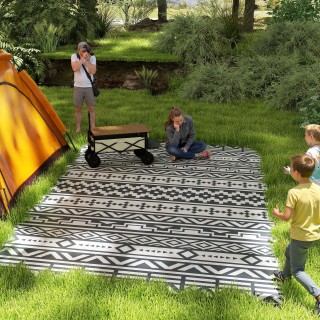 Outsunny Αναστρέψιμο Εξωτερικό Χαλί με Γεωμετρικό Σχέδιο και Συμπερ...