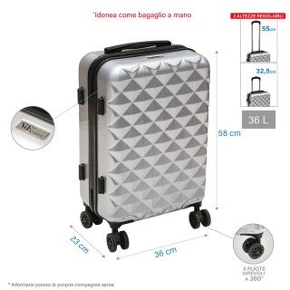 Galileo Μικρή Βαλίτσα με 4 Περιστρεφόμενες Ρόδες 360, Κλείσιμο με Δ...