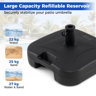 Costway Βάση Ομπρέλας Γεμιζόμενη 22 L / 25 kg για Ιστούς 33, 38 και...