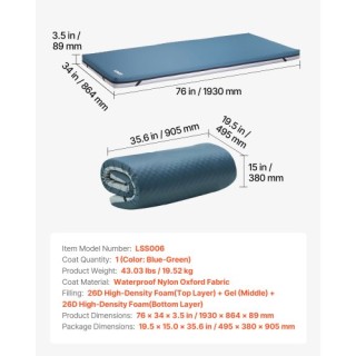 VEVOR Αδιάβροχο Αντικραδασμικό Στρώμα Νοσοκομειακού Κρεβατιού 3.5 ι... VEVOR Αδιάβροχο Αντικραδασμικό Στρώμα Νοσοκομειακού Κρεβατιού 3.5 ι...