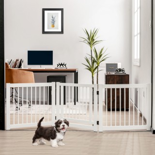 Costway Πτυσσόμενο 3-τμηματικό φράγμα για σκύλους με πόρτα από ξύλο... Costway Πτυσσόμενο 3-τμηματικό φράγμα για σκύλους με πόρτα από ξύλο...