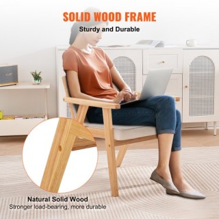 Καρέκλα VEVOR Rattan, Μοντέρνα Καρέκλα Τραπεζαρίας με Μπράτσα, Μπεζ...