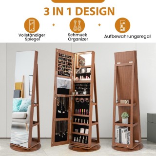 Costway  Πολυλειτουργική Ντουλάπα Κοσμημάτων με Καθρέφτη Σώματος κα...