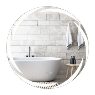 Costway Ø70 cm Καθρέφτης Μπάνιου με Φωτισμό & 3 Χρωματισμούς & Αντι...