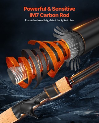VEVOR Ράβδος & Μηχανισμός Ψαρέματος IM7 Carbon Fiber, Combo Casting...
