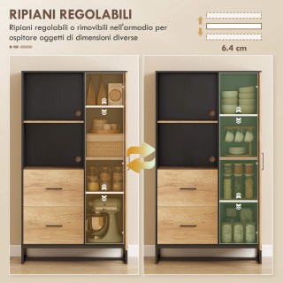 HOMCOM Μοντέρνα Κουζίνα Κρεντέντζα με 2 Συρτάρια, 2 Ράφια και ένα Ν... HOMCOM Μοντέρνα Κουζίνα Κρεντέντζα με 2 Συρτάρια, 2 Ράφια και ένα Ν...