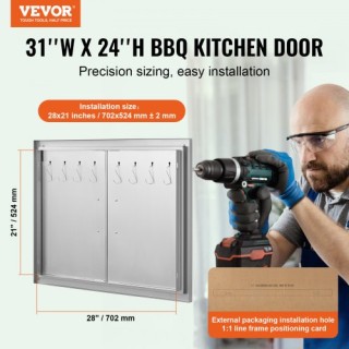 Πόρτα BBQ VEVOR 787x609 mm Ανοξείδωτη Διπλή για Εξωτερική Κουζίνα  ...