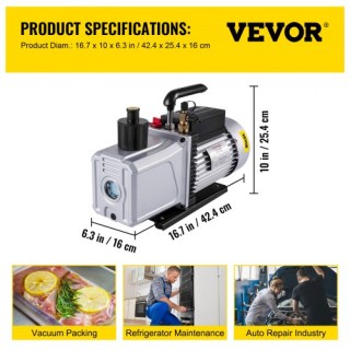 Διπλής Σκηνής Αντλία Κενού VEVOR 12CFM 340 L/min 1/4 12CFM1HPSJZKB... Διπλής Σκηνής Αντλία Κενού VEVOR 12CFM 340 L/min 1/4 12CFM1HPSJZKB...