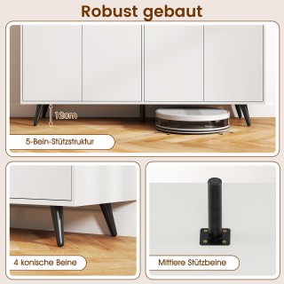 Costway  Λευκή Ξύλινη Ντουλάπα με 4 Πόρτες και Ρυθμιζόμενα Ράφια - ...