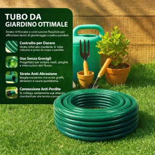 KINZO Λάστιχο κήπου 30 μέτρα, διάμετρος 14 mm, με 3 συνδέσμους και ...