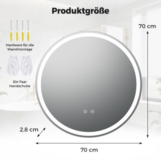 Costway Στρογγυλός LED καθρέφτης μπάνιου με ρυθμιζόμενη φωτεινότητα...