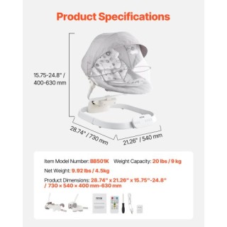 VEVOR Βρεφική Κούνια 3 Ταχύτητες 3 Θέσεις Καθίσματος Τηλεχειριστήρι... VEVOR Βρεφική Κούνια 3 Ταχύτητες 3 Θέσεις Καθίσματος Τηλεχειριστήρι...