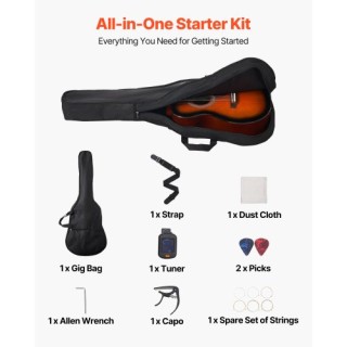 VEVOR Σετ Κιθάρας Dreadnought Ακουστική για Αρχάριους με Θήκη - Sun...