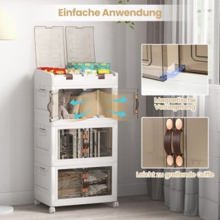 Κουτιά αποθήκευσης με καπάκια και τροχούς COSTWAY JV11446WH Κουτιά αποθήκευσης με καπάκια και τροχούς COSTWAY JV11446WH