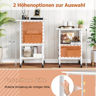 Costway Ρυθμιζόμενο Τρόλεϊ Εκτυπωτή με Ράφια και Ροδάκια σε Λευκό Χ...