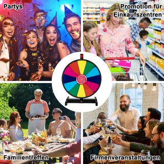 Costway  Τροχός Τύχης με 12 Χρωματιστές Θέσεις και Σταθερή Βάση για...