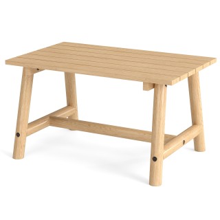 Costway Ορθογώνιο Τραπέζι Καφέ από Μασίφ Ξύλο με Σχάρα για Βεράντα ...