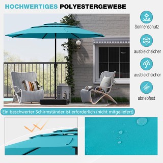 Costway Ισχυρή και Σταθερή Ομπρέλα Κήπου 300 cm με Μανιβέλα και Κλί...