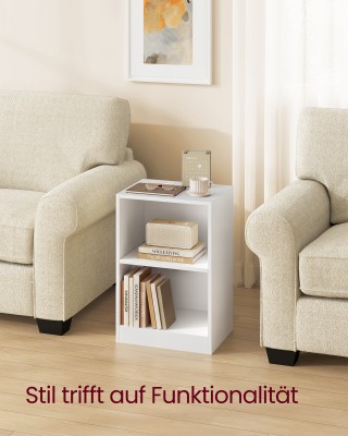 VASAGLE Κομοδίνο Custos με Ανοιχτά Ράφια και Ρυθμιζόμενο Ράφι, Λευκ...