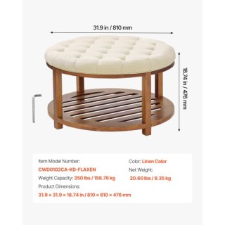 VEVOR Στρογγυλό Λινό Σκαμπό/Τραπέζι με Ράφι, 81 cm BYJDYXWSJKFSU67U...