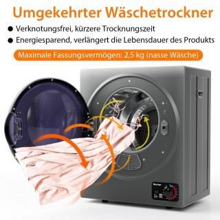 Costway Μίνι Ηλεκτρικό Στεγνωτήριο Ρούχων 2,5KG / 42L / 850W Γκρι ... Costway Μίνι Ηλεκτρικό Στεγνωτήριο Ρούχων 2,5KG / 42L / 850W Γκρι ...